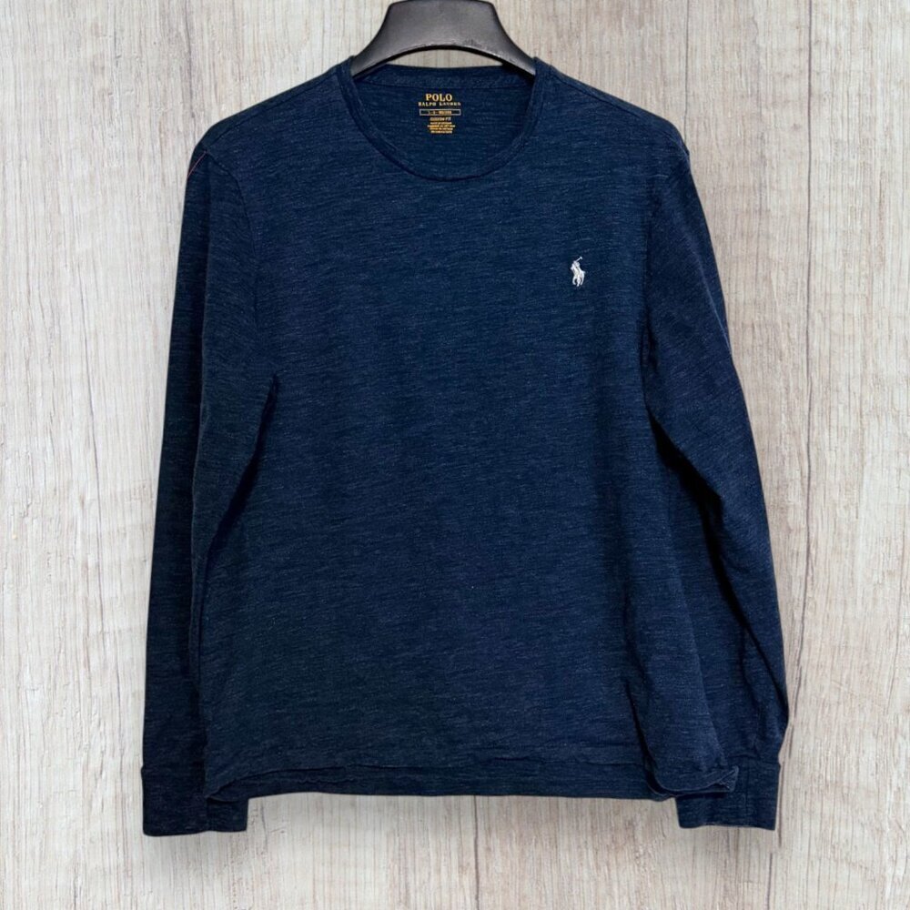 Polo Ralph Lauren Long Sleeve Tee Navy Blue Cotton Logo Classic Fit Men’s L